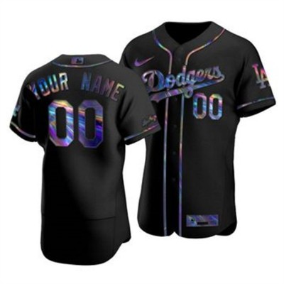 Los Angeles Dodgers Custom Men's Nike Iridescent Holographic Collection MLB Jersey Black